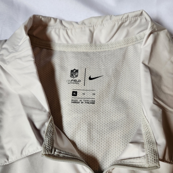 Nike NFL LA Rams Men's Sideline Coaches Half-Zip Short Sleeve Jacket Cream Color - Picture 6 of 12